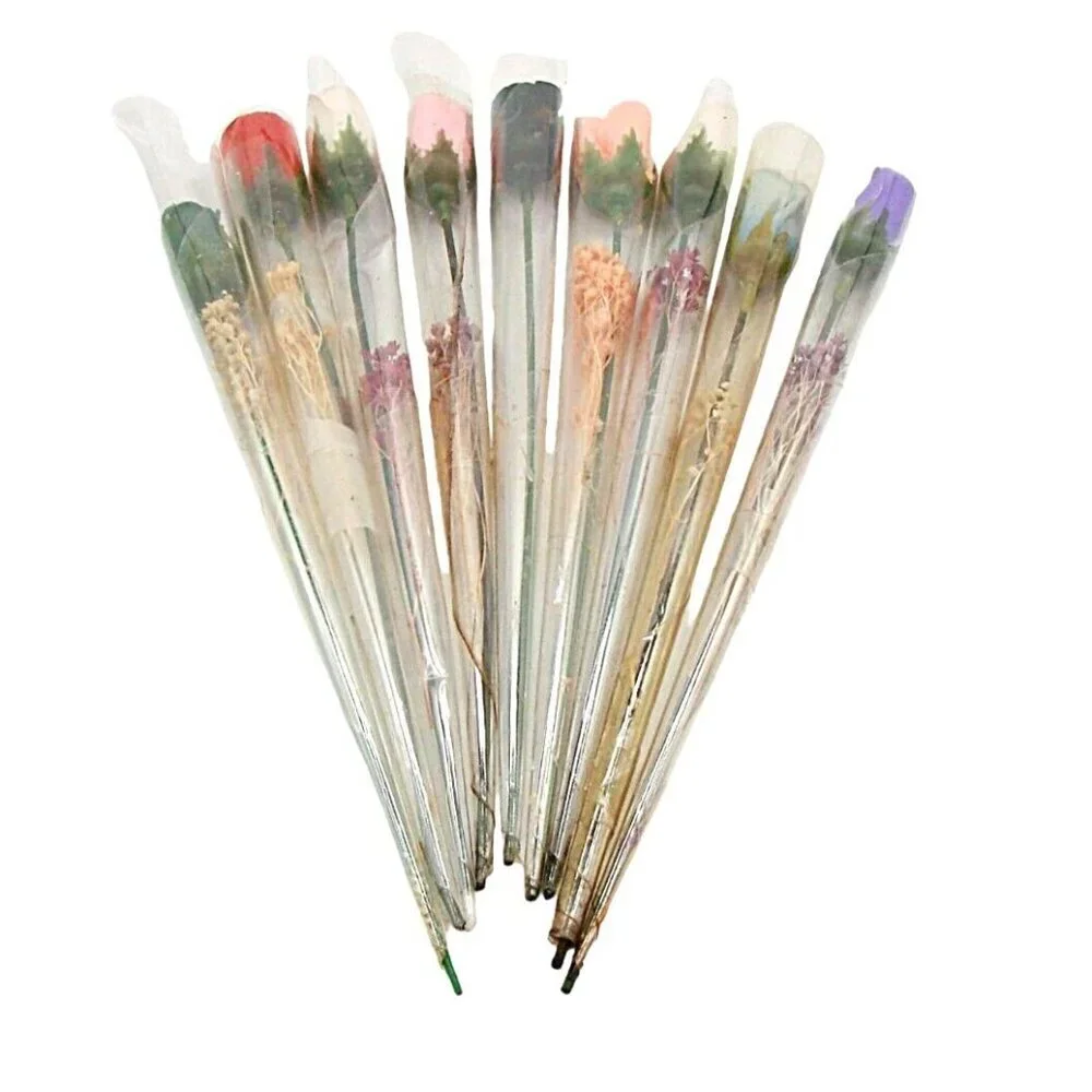 Lot 9 Single Stem Artificial Mini Roses Bouquet Single Wrapped Flowers Crafts
